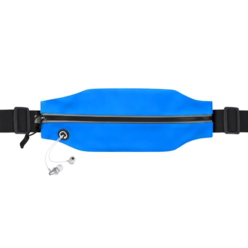 Running Belt Fanny Pack Men and Women Slim Running Bag Money Belt - color: Bright Blue