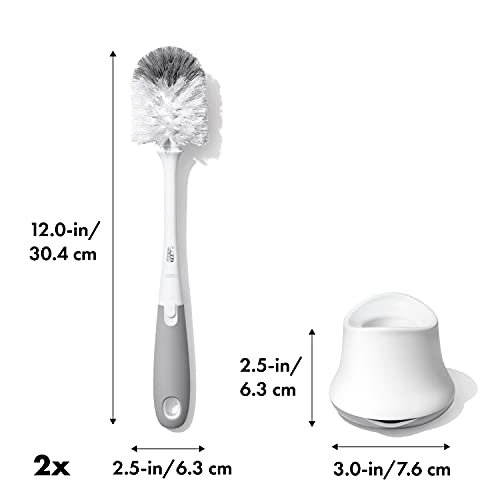 OXO Tot Baby Bottle Brush with Nipple Cleaner and Stand, Gray 2-Pack