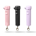 Packin' Heat 0.28 oz Compact Pepper Spray for Self Defense, Small Keychain Pepper Spray for Women, 12 ft Range, 1.44% Major Capsaicinoids, UV Dye, Push-Button Safety Cap, Snap Clip - color: Rose Pink/Black/Lavender- 3 Pack