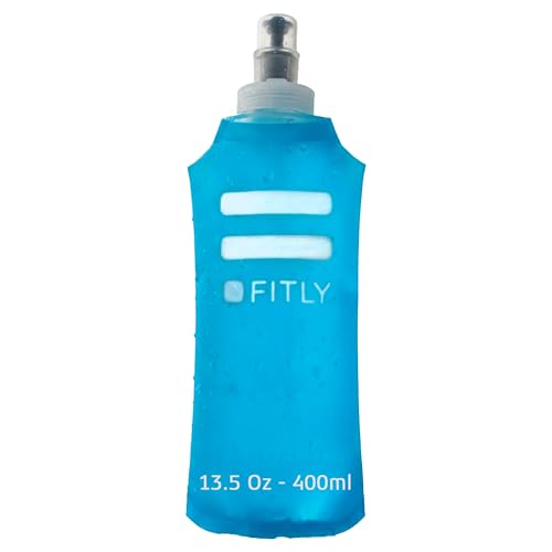FITLY Soft Flask Running Water Bottle - Collapsible Hydration Flask - color: Blue, size: 13.5 Ounces