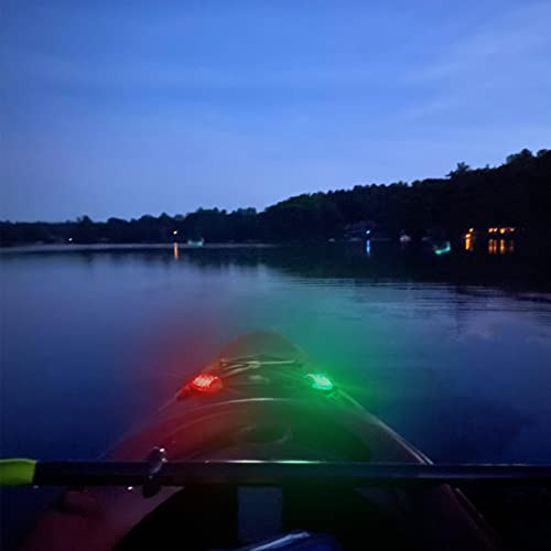 Amzonly 4Pack Kayak Lights with IPX8 Fish-shaped Waterproof Bag, Battery Operated Navigation Lights for Night Kayaking, Clip on for Paddle board, Pontoon Boat, Dinghy, Canoe, Jetski, Kayak Accessories - color: 01 1Green-1Red-2White