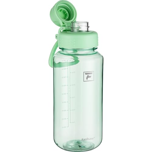 Fanhaw 32oz Clear Plastic Water Bottle with Fast-Flow Lid, Glow Green - color: Glow Green