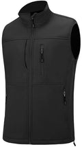 XinYangNi Men's Lightweight Softshell Golf Running Vest Outerwear Zip Up Fleece Lined Windproof Sleeveless Jacket for Hiking - color: Black, size: Large