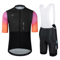 Men's Cycling Jersey Set Cycling Kit Bicycle Jersey Rear Zipper Pocket Bike Bib Shorts with Pockets Race Fit High Density Pad - color: Black/Pink Set, size: Large