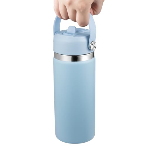 KMN Wide Mouth Straw Lid with Flip Top, Replacement Cap with Straw for Hydro Flask 18 32 40 oz Wide Mouth Water Bottle & 12 16 20 oz Coffee Flask, BPA-Free Leakproof Sports Lid (Rain) - color: Rain