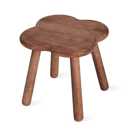 Wooden Step Stool for Adults Upgraded11.6inch Small Wooden Stool with Four Detachable and Assembled Legs for Bathroom, Kitchen, Bedroom, Plant Stand (Natural Solid Wood top and Legs)