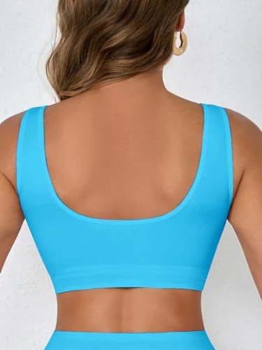 Boolavard Women's Seamless Sports Style Bra Crop Top Vest Stretch Shapewear - color: Aqua, size: Small
