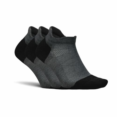 Feetures Elite Max Cushion No Show Tab Ankle Sock - color: New Gray (3 Pair), size: Medium