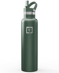 IRON °FLASK 24 oz Narrow Mouth Water Bottle with Straw - color: Dark Pine