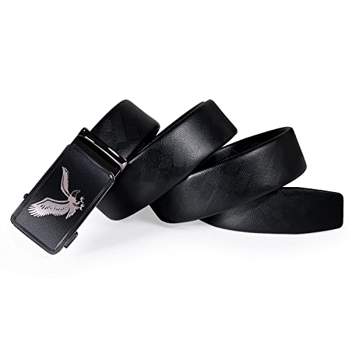 Dubulle Ratchet Belt for Men Leather Adjustable Designer Fashion Buckle - color: Black Eagle Buckle, size: Adjustable Fit 22" to 38" Waist