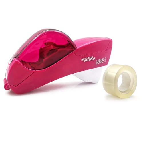 Automatic Tape Dispenser for Wrapping Gifts, Handheld Packaging Tape Dispenser Gun with Cutter, Dispensers for Adhesive Tapes-Pink - color: Pink