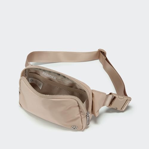 Pander Belt Bag Large 2L, Nylon Fanny Pack Purse for Women and Men with Adjustable Strap - color: Raw Linen