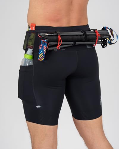 FlipBelt Men's Running Compression Shorts with Built-in Running Belt - color: Trail Black - Past Season, size: X-Large