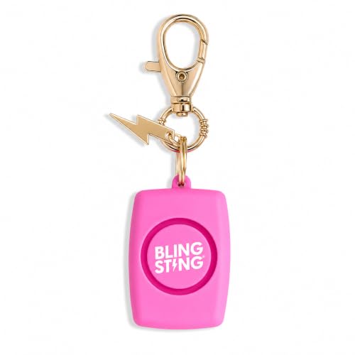 BLINGSTING Personal Safety Alarm for Women - 125 Decibel Loud Self Defense Alarm w/ Recessed Activation Button - LED Light & Keychain Clip - TSA Approved - Durable - Easy-to-Use - Pink (1 Count)