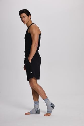 ABIRAM Ankle Brace Compression Sleeve with Adjustable Support Strap - color: Gray, size: Large