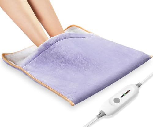 Foot Warmer Electric, Extra Large Heat Therapy Wrap, Ultra Soft Flannel Heating Pad for Feet, Abdomen, Cramp, Office, Under Desk, Home Use, Auto Off, 22" x 20" - Light Purple - color: Light Purple