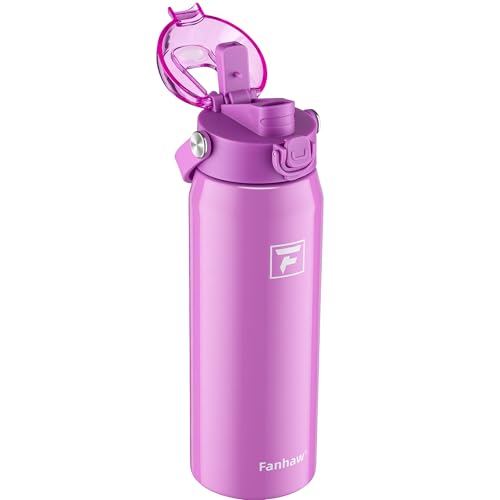 Fanhaw 24oz Stainless Steel Water Bottle with 2-in-1 Lid, Purple - color: Purple