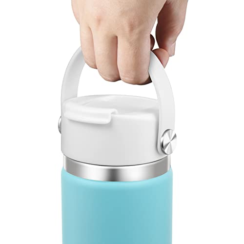 FLORAPELL Lid Compatible with Hydro Flask 12 16 18 20 32 40 OZ Wide Mouth, Flip Lid Replacement Lids with Flex Strap Handle, Leak-Proof Flask Cap for Hydro Flask Coffee Mug - color: White