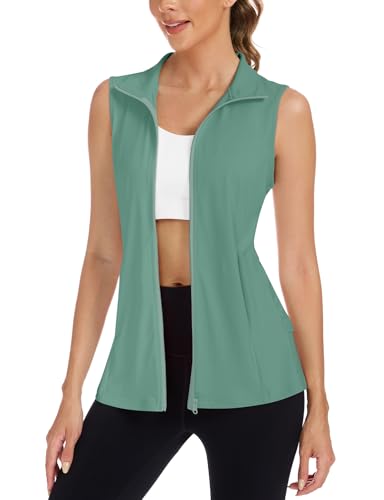 LURANEE Women's Golf Vest Athletic Top with Peplum Hem & Deep Pockets - color: Sage Green, size: Large