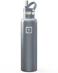 IRON °FLASK 24 oz Narrow Mouth Water Bottle with Straw - color: Graphite