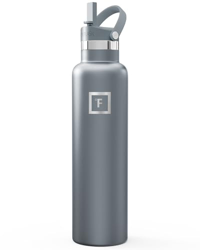 IRON °FLASK 24 oz Narrow Mouth Water Bottle with Straw - color: Graphite