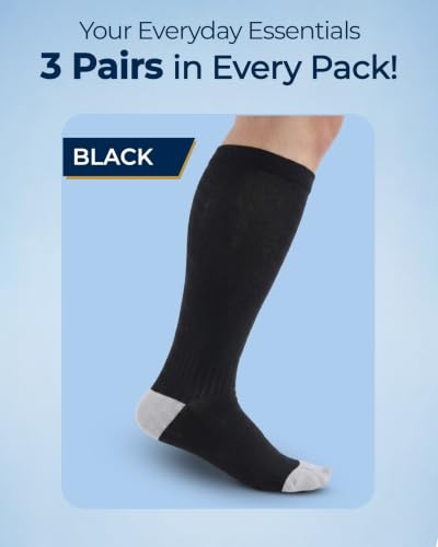 Pembrook® 3 Pairs Plus Size Compression Socks Wide Calf - Bamboo Viscose - color: Black - 3 Pairs, size: 4X-Large