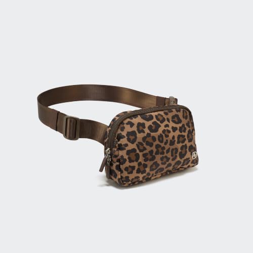 Pander Nylon Fanny Pack for Women, Two-Way Zipper Crossbody Bag - color: Leopard Multi
