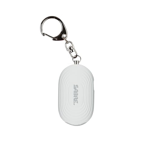 SABRE 2-in-1 Personal Alarm with LED Light, 130dB Personal Safety Siren, Snap Hook for Instant Access, 1,250 Foot (381 Meters) Range, Compact Design for Easy Attachment to Purse, Bag, or Keys - color: White