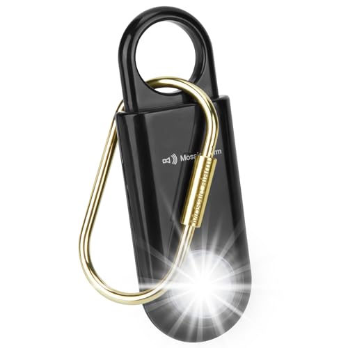 130db Personal Safety Alarm with Ultra Bright Strobe Light. Black - color: Black, style: Button cell