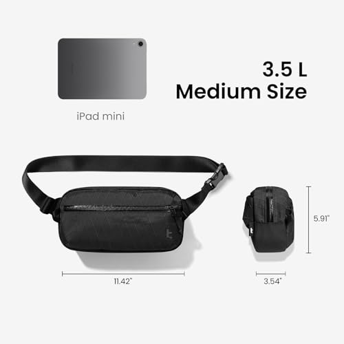 tomtoc 3.5L X-Pac Sling Bag with RFID Blocking Crossbody Pack for Men Women - color: X-Pac Black, size: 3.5L