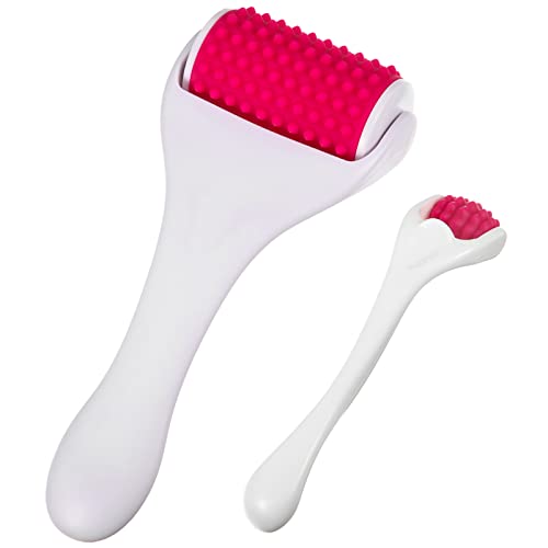 Tondiamo 2 Pcs Muscle Roller Portable Massager Roller, White, Silicone - color: White, Rosy, style: Silicone