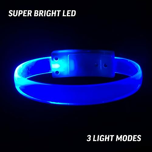 4 Magic Band Pack | Glow in The Dark | Flashing Light up for Concerts | Running Lights for Runners | Glow in The Dark Bracelets | Led Bracelet - color: Blue
