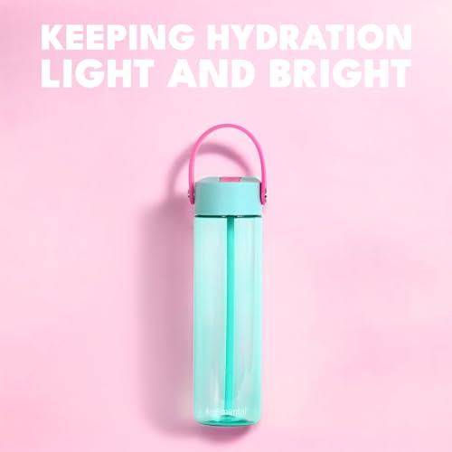 Elemental Splash 26oz Tritan Plastic Reusable Water Bottle w/Straw & Strap - color: Berry Breeze, size: 26 Ounces