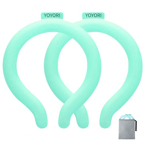 Neck Cooling Tube Wraps, Reusable Ice Ring Neck Cooler for Hot Weather - color: Green*2