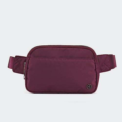 Pander Nylon Fanny Pack Belt Bag for Women with 5 Zipper Pockets - color: Red Merlot