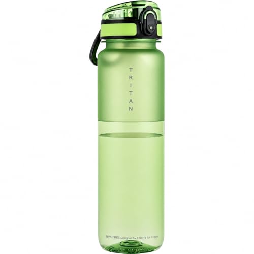 32oz Clear Tritan Water Bottle with Chug Lid - color: Green