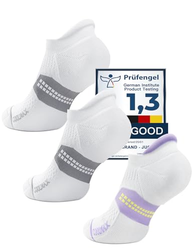 Juclise Women's No Show Compression Running Socks, 3 Pairs - color: Glacier White*2+bright Lilac*1, size: Large