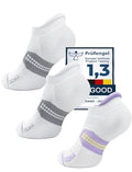 Juclise Women's No Show Compression Running Socks, 3 Pairs - color: Glacier White*2+bright Lilac*1, size: Medium