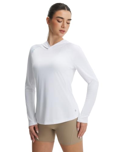 baleaf Women's Sun Shirts Mesh Back Long Sleeve Tops - color: White, size: X-Small
