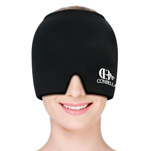 Migraine Relief Cap, Soothing Headache Ice Face Mask Products - color: Black