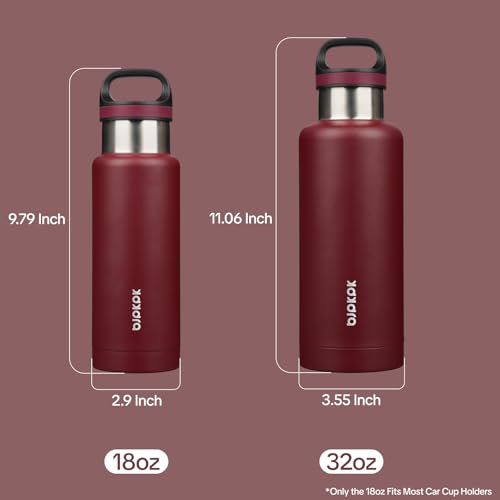 BJPKPK 32oz Insulated Water Bottle Stainless Steel Water Bottle with Handle - color: Deep Red, size: 32 Ounces