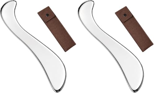 Muscle Scraper Tools, Stainless Steel Guasha Tool for Body, Scraping Tool Physical Therapy, Myofascial Release Tool, Massage Tools for Deep Tissue (Pack of 2) - size: S-Shape (Pack of 2)