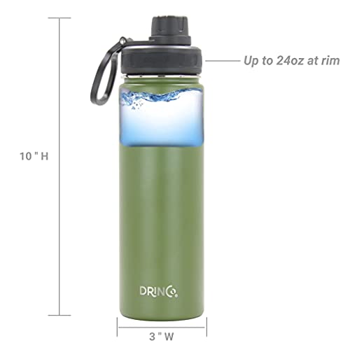 Drinco Stainless Steel Water Bottle Spout Lid Vacuum Insulated Double Wall Water Bottle Wide Mouth Leak Proof Keep Cold Sport Camping Hiking (22oz Forest) - color: 22oz Forest