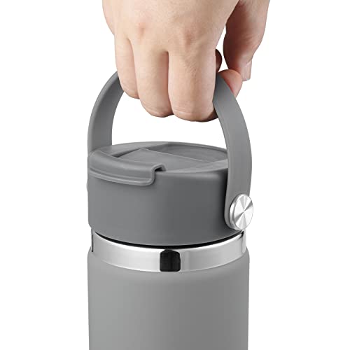 FLORAPELL Lid Compatible with Hydro Flask 12 16 18 20 32 40 OZ Wide Mouth, Flip Lid Replacement Lids with Flex Strap Handle, Leak-Proof Flask Cap for Hydro Flask Coffee Mug - color: Stone