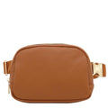 Lightweight Soft PU Pebbled Leather Sling Fanny Pack Belt Bag with Gold Metal Buckle (Tan) - color: Tan