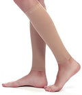 BSERA Calf Compression Sleeve Women, 2 Pairs 20-30mmHg Footless Compression Socks for Swelling Shin Splints Varicose Veins - color: Beige, size: Small