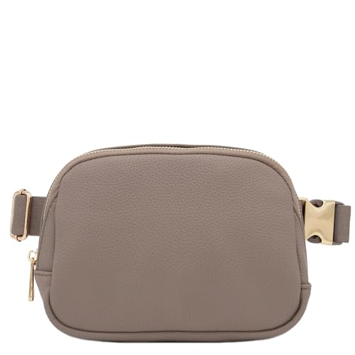 Lightweight Soft PU Pebbled Leather Sling Fanny Pack Belt Bag with Gold Metal Buckle (Dove) - color: Dove