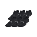 Under Armour Unisex Adult Essential No Show Socks (6-Pairs) - color: (001) Black / Black / Castlerock, size: Medium