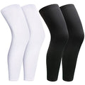 2Pairs Leg Sleeves,Full Leg Compression Sleeve,Compression Long Knee Sleeve,Sports Compression UV Long Leg Sleeves with Anti-slip Silicone Strips for Men Women Running Basketball Football(White&Black) - size: Large