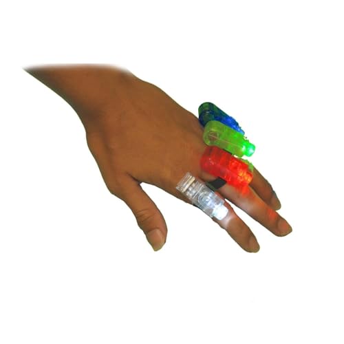 Flashing Panda FingerBeams LED Finger Ring Lights, 4 Color Flashlights Per Pack, Stocking Stuffers, Rave, Night Club, Parties, Concerts, Safety at Night, Halloween